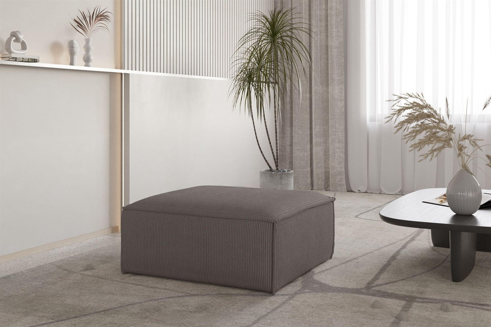 POLSTERHOCKER Celes Premium In Scala - Taupe, Holzwerkstoff/Textil (105/40/105cm) - Fun Möbel
