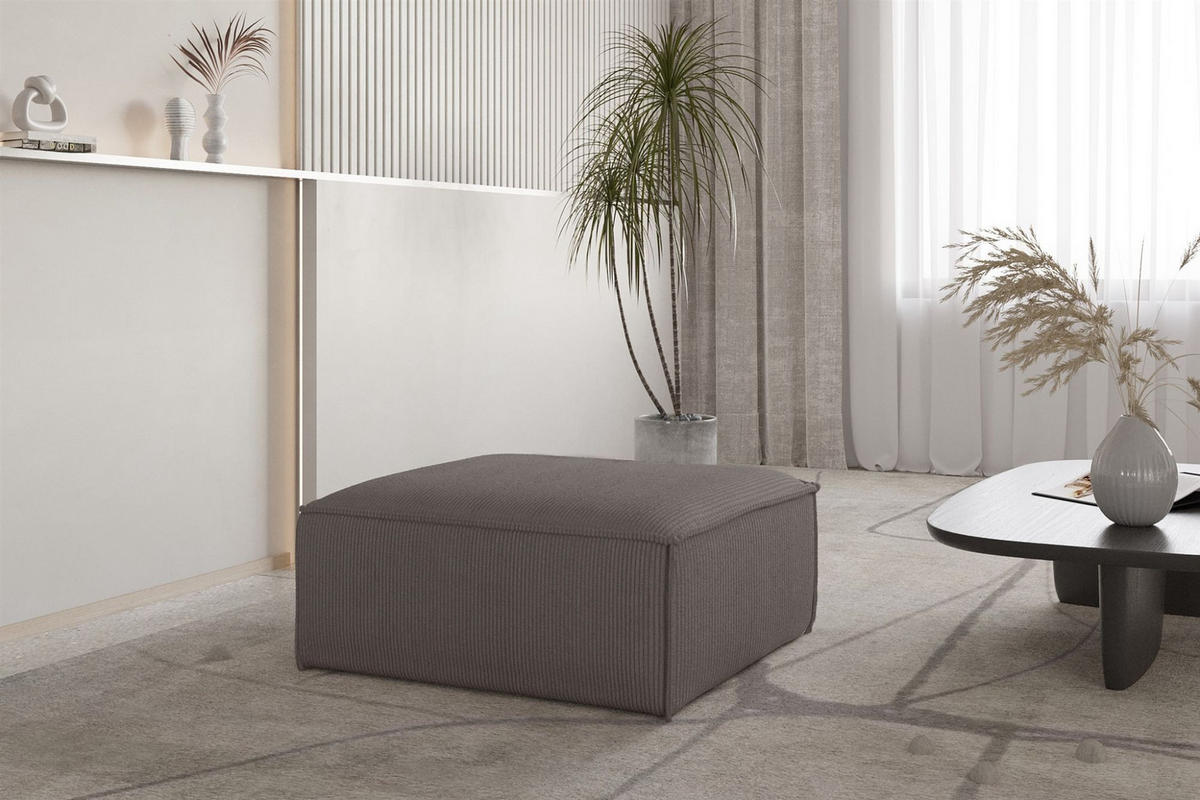 POLSTERHOCKER Celes Premium In Scala - Taupe, Holzwerkstoff/Textil (105/40/105cm) - Fun Möbel