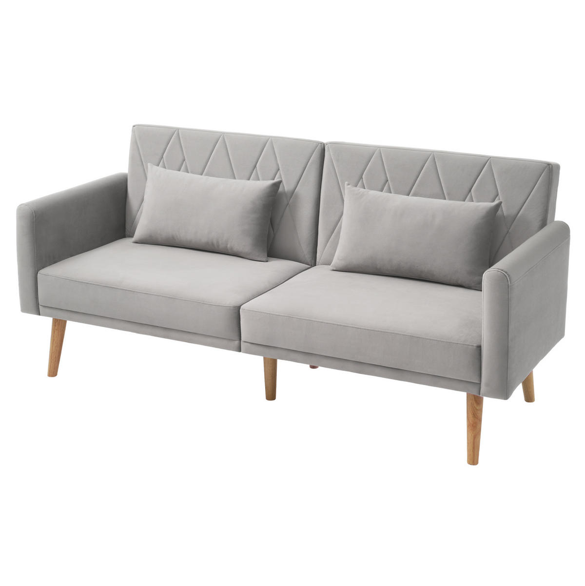 SCHLAFSOFA Zweisitzer mit verstellbaren Rückenlehnen aus Samt Grau 180/75/82 cm - Grau, Textil (180/82/75cm) - OKWISH