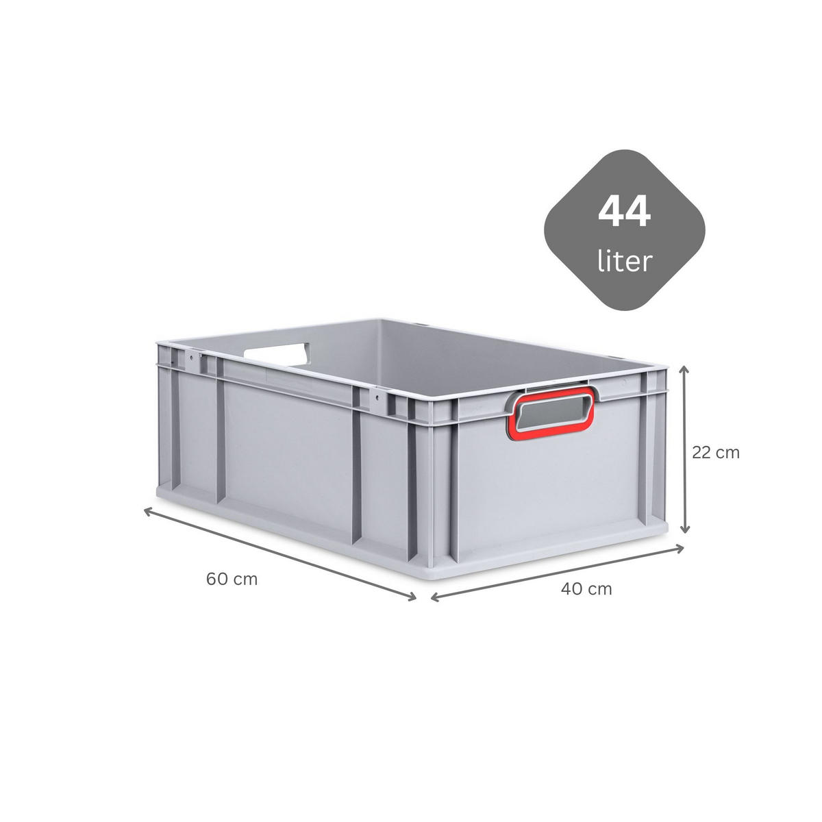 EUROBOX 4x Nextgen Color Mit Auflagedeckel 22x40x60cm Griffe Rot Offen - Rot, Kunststoff (40/22/60cm) - PROREGAL