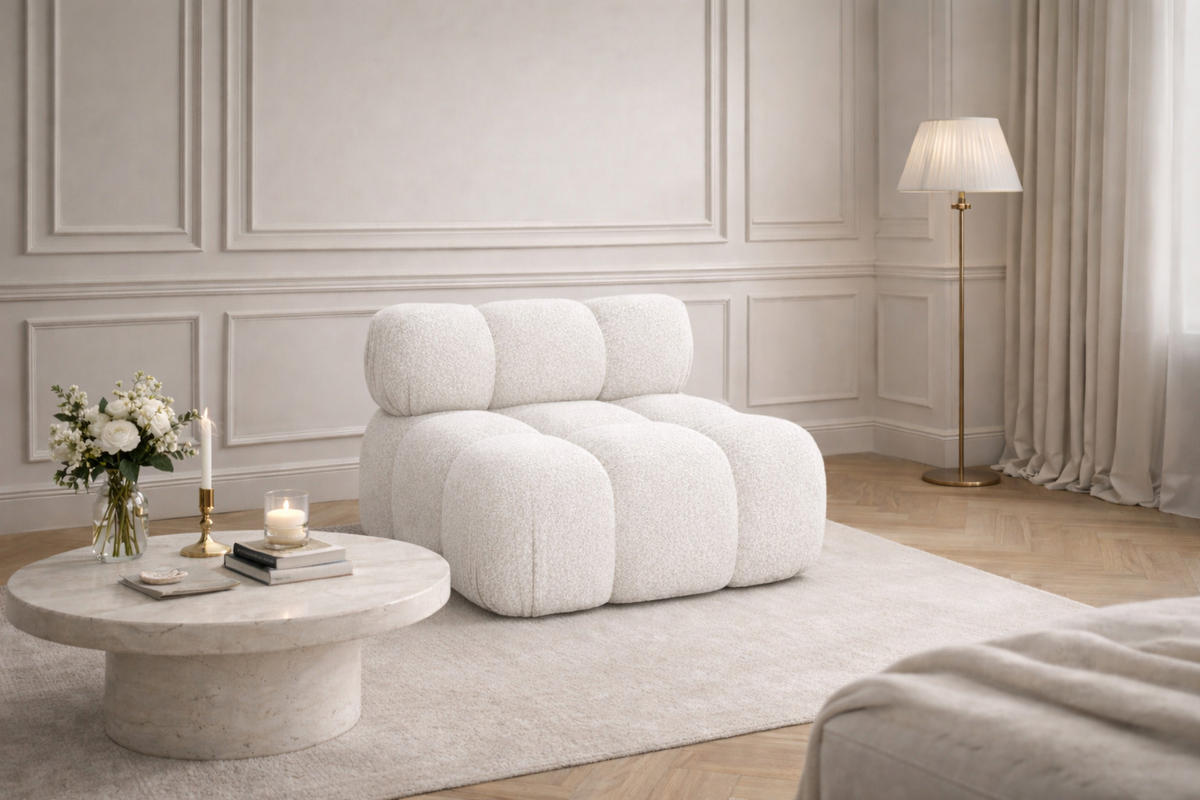 MODUL Mittig, Für Modulares System, Stoff Abriamo, Ecru, Selia - Ecru, Holz (95/70/95cm) - Kaiser Möbel