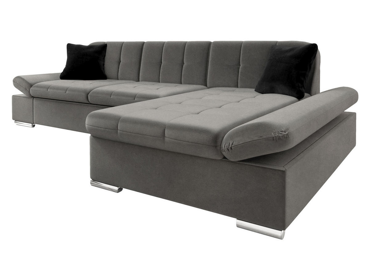 ECKSOFA Malwi, Seite: Rechts - Alufarben/Schwarz, Holz/Textil (278/161cm) - MIRJAN24