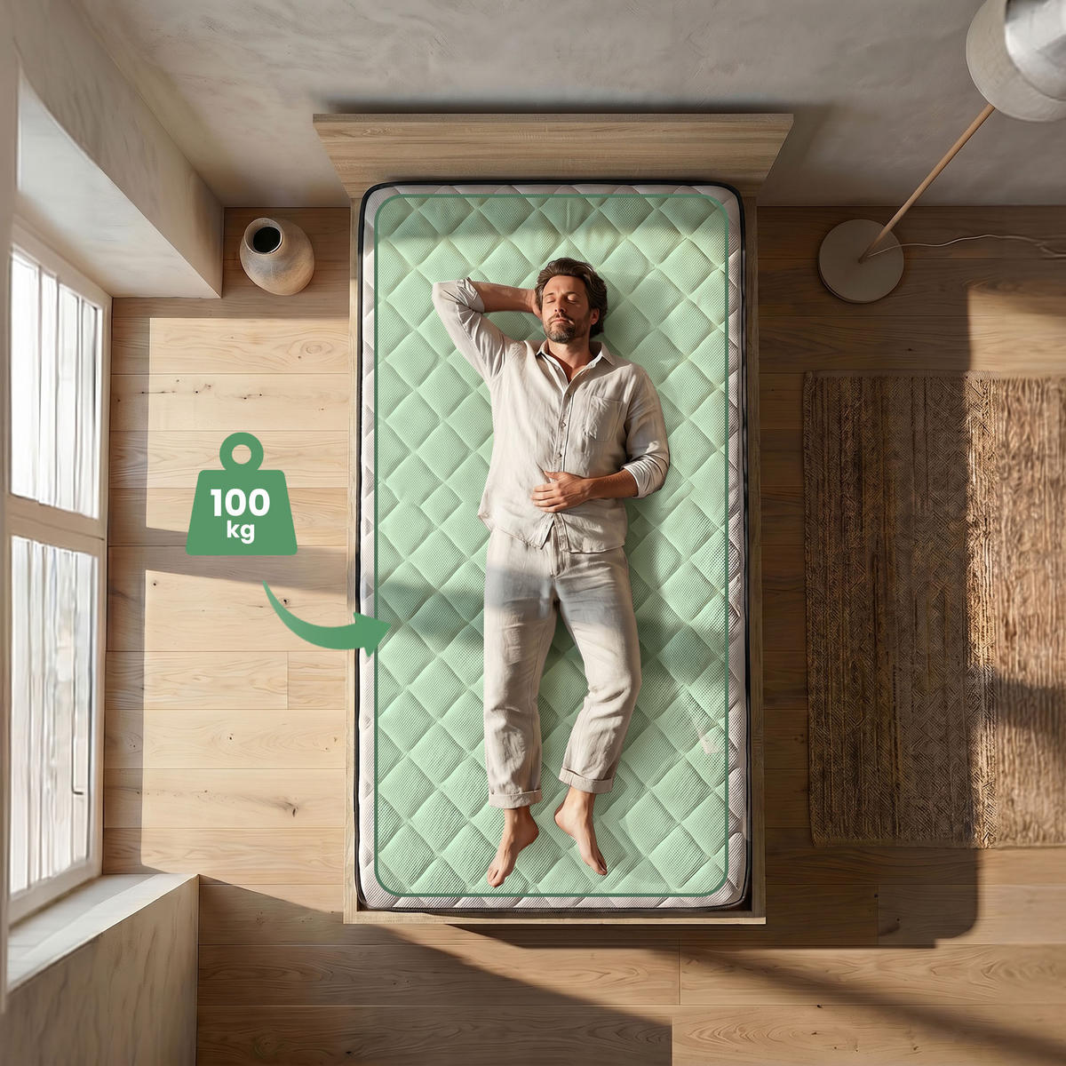 BETT mit Bettkasten 100x200 cm Metalllattenrost und Federkernmatratze Sonoma Eiche - Sonoma Eiche, Holzwerkstoff (100/200cm) - Akord