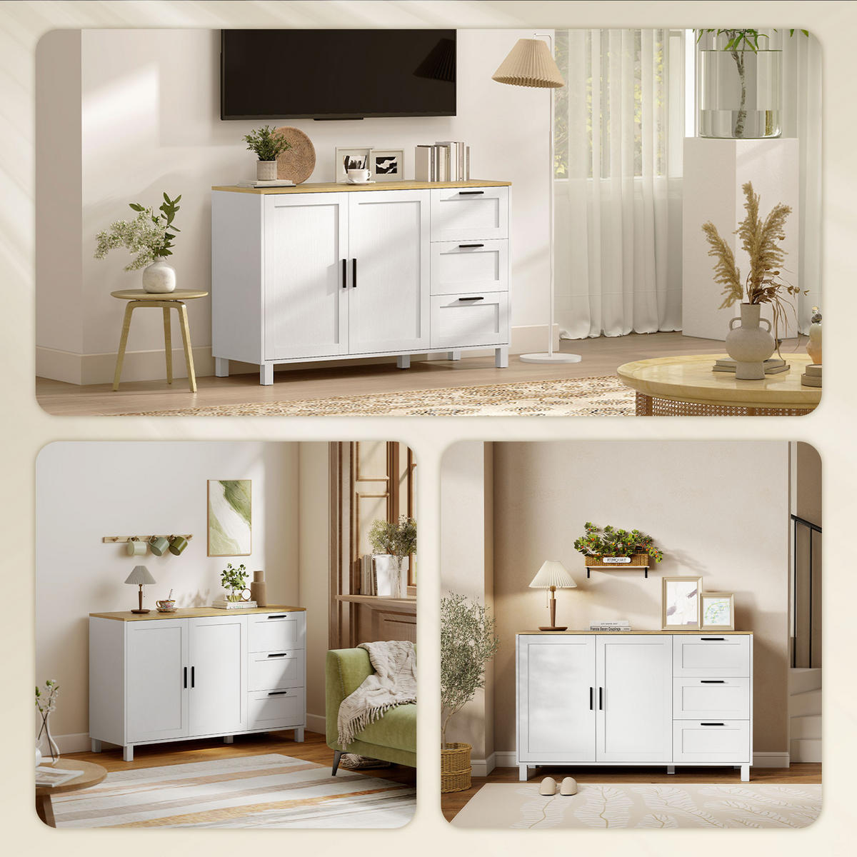 SIDEBOARD DE-11226 2 Soft-Close Türen Weiß - Weiß, Holzwerkstoff (120/76/38cm) - ComfortXL