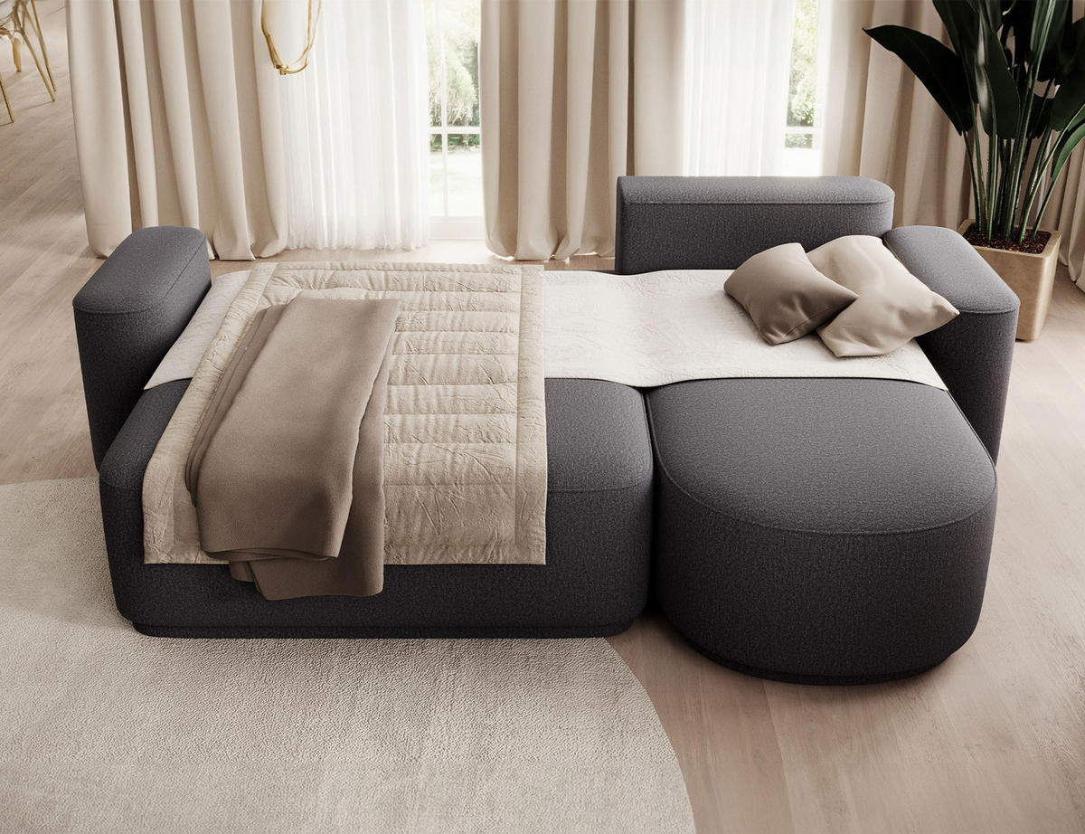 ECKSOFA RUMA - Dunkelgrau (Enjoy 05) - Dunkelgrau, Holzwerkstoff (285/180cm) - Möblo