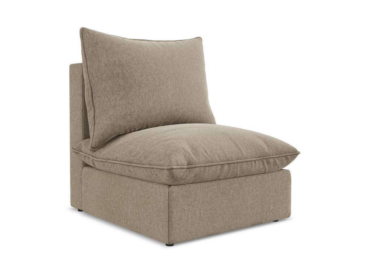 SOFAELEMENT Samt Stoff Beige - Beige/Schwarz, Holzwerkstoff/Kunststoff (75/77/90cm) - Makamii