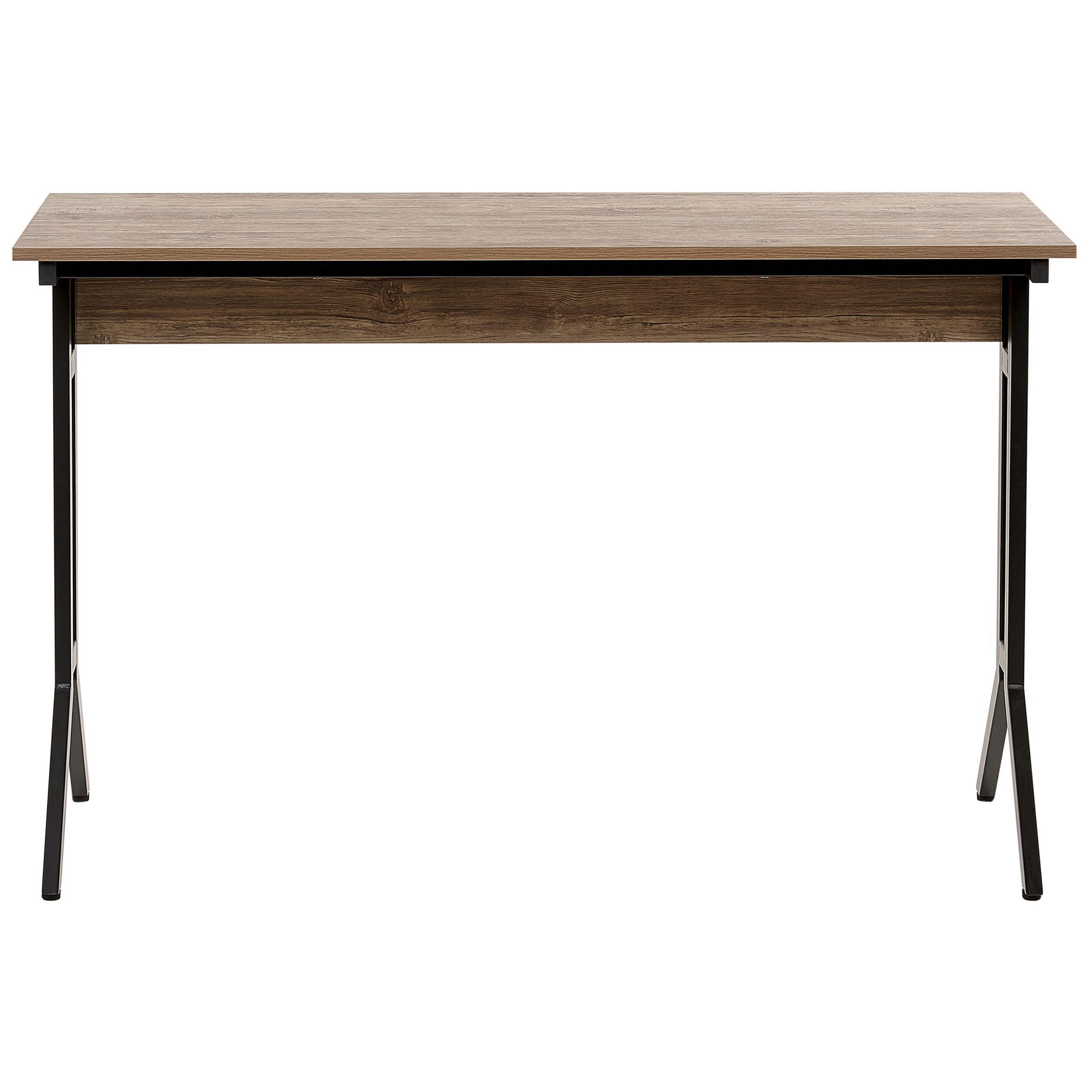 SCHREIBTISCH dunkler Holzfarbton 120/48/76 cm Creek - Dunkelgrau, Holzwerkstoff (48/120/76cm) - Beliani