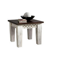BEISTELLTISCH Mango / Akazie 55x55x45 weiß gewachst CASTLE-ANTIK #249 - Weiß, Holz (55/55/45cm) - Massivmoebel24
