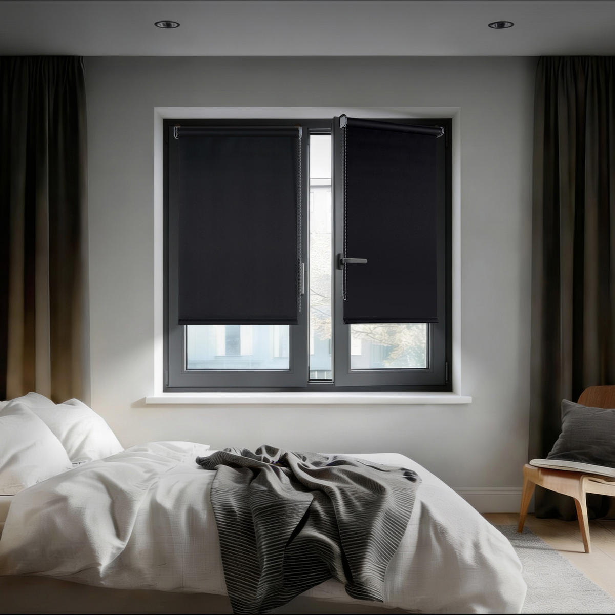 VERDUNKELUNGSROLLO Moon Easyfix Schwarz 45x180 - Schwarz, Kunststoff (45/180/1cm) - STORESDECO