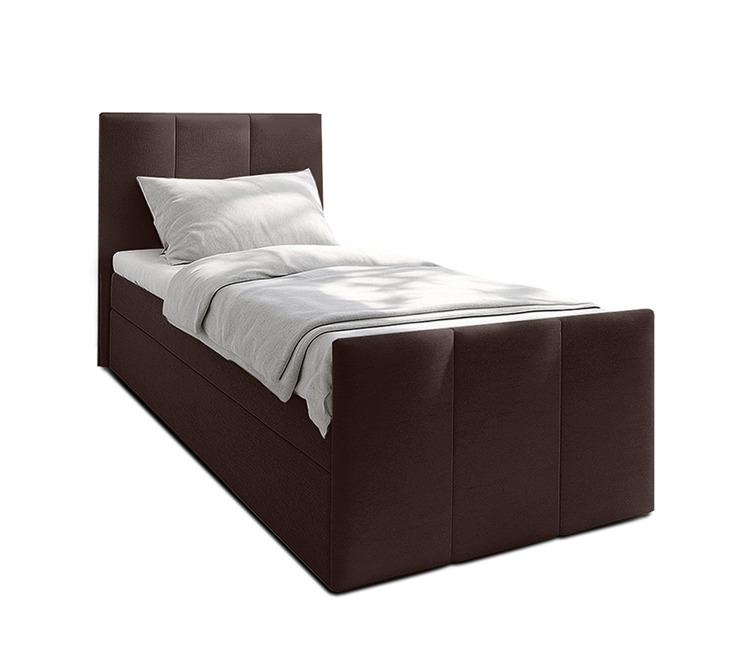 BOXBETT LEVENTE 100x200 cm mit Bettkasten und Matratze - Braun - Schwarz/Braun, Holz/Holzwerkstoff (100/200cm) - AX Living