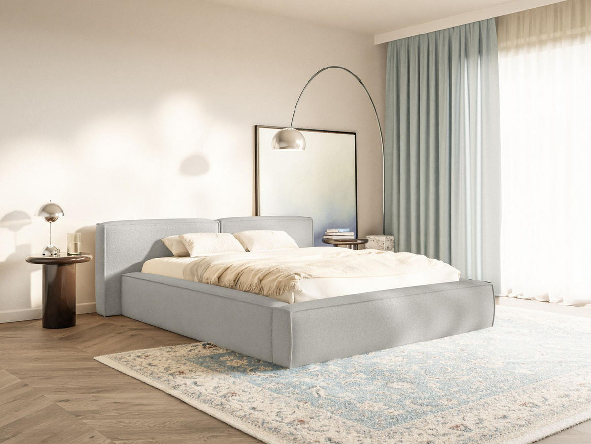 POLSTERBETT Tilves Low Hellgrau 160x200 cm - Hellgrau/Schwarz, Kunststoff/Textil (160/200cm) - Selsey