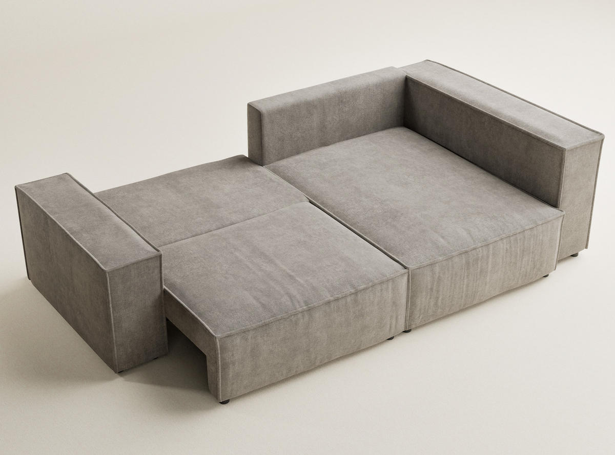 ECKSOFA MIT SCHLAFFUNKTION Tonga Braun Webstoff - Schwarz/Braun, Holz/Holzwerkstoff (255/105cm) - Maison de Reve