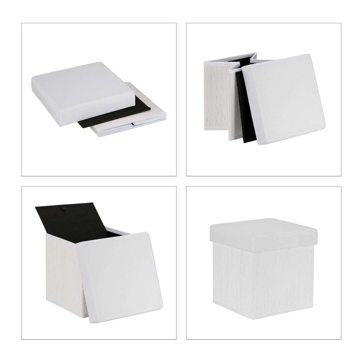 SITZHOCKER - Weiß, Holz/Holzwerkstoff (35/35/35cm) - Relaxdays