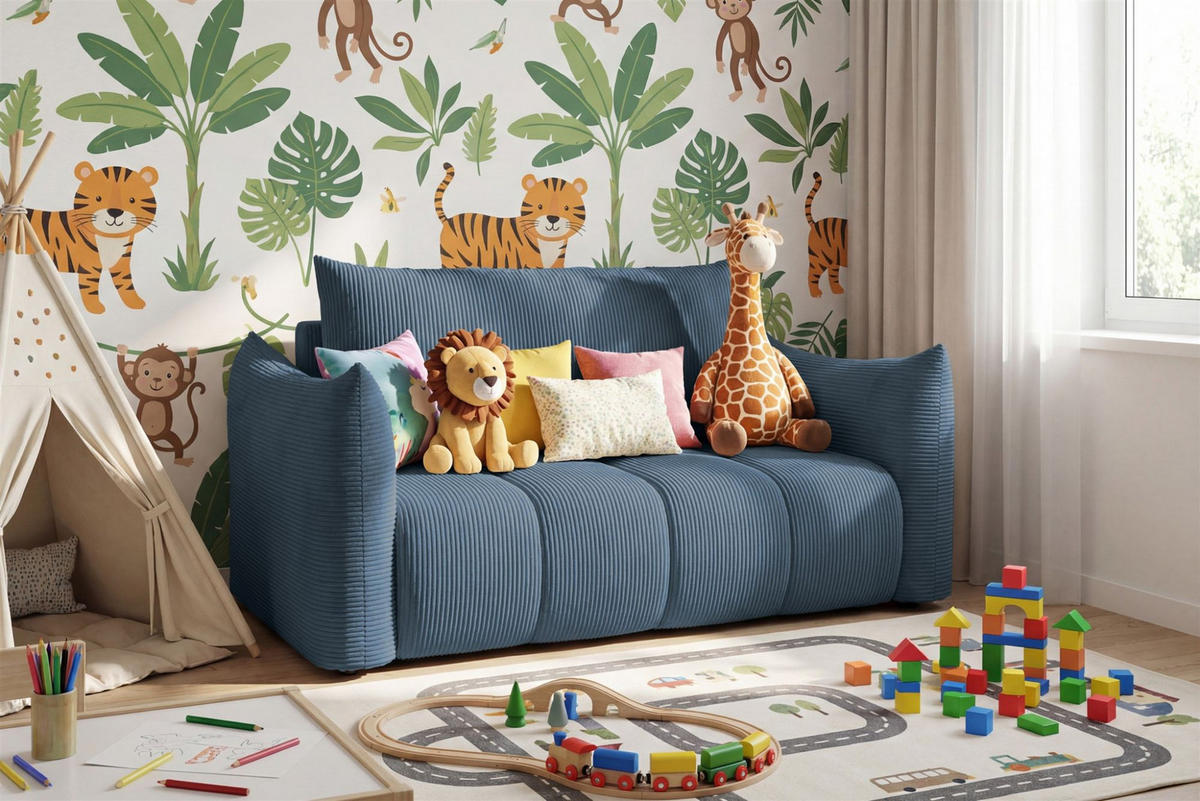 SOFA 2er-sitzer Ontario Mit Liegefunktion - Blau, Holzwerkstoff/Textil (162/86/101cm) - Fun Möbel