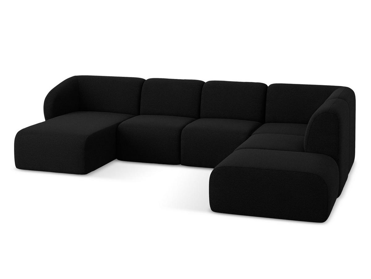 WOHNLANDSCHAFT Bouclé Stoff Schwarz - Schwarz, Holzwerkstoff/Kunststoff (325/75/236cm) - Makamii