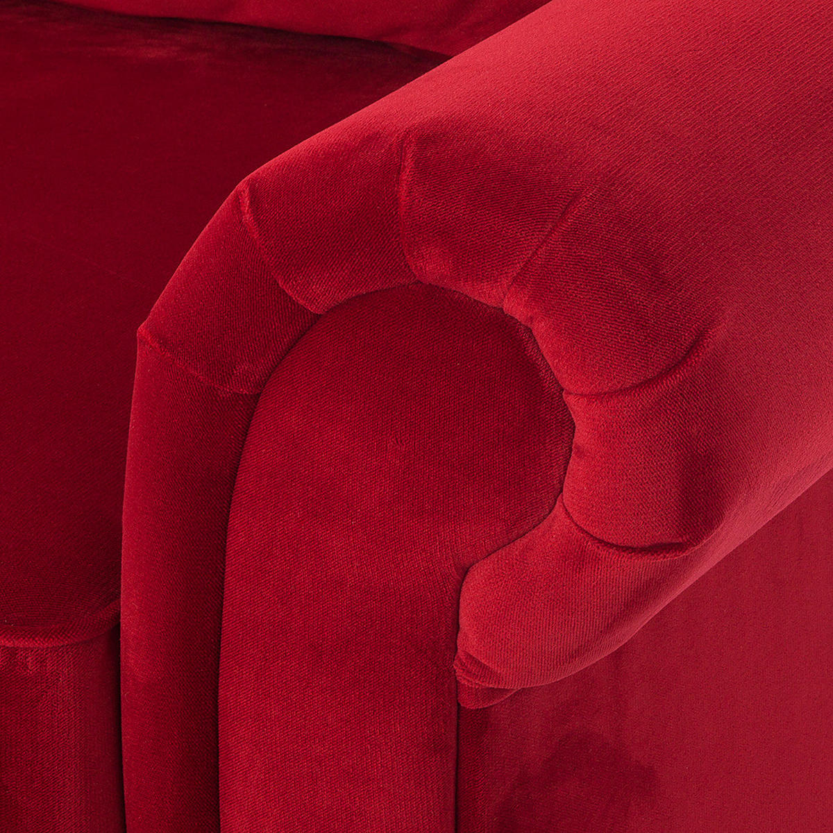 3-SITZER SOFA - Samt - Rot, Textil (202/93/100cm) - home24