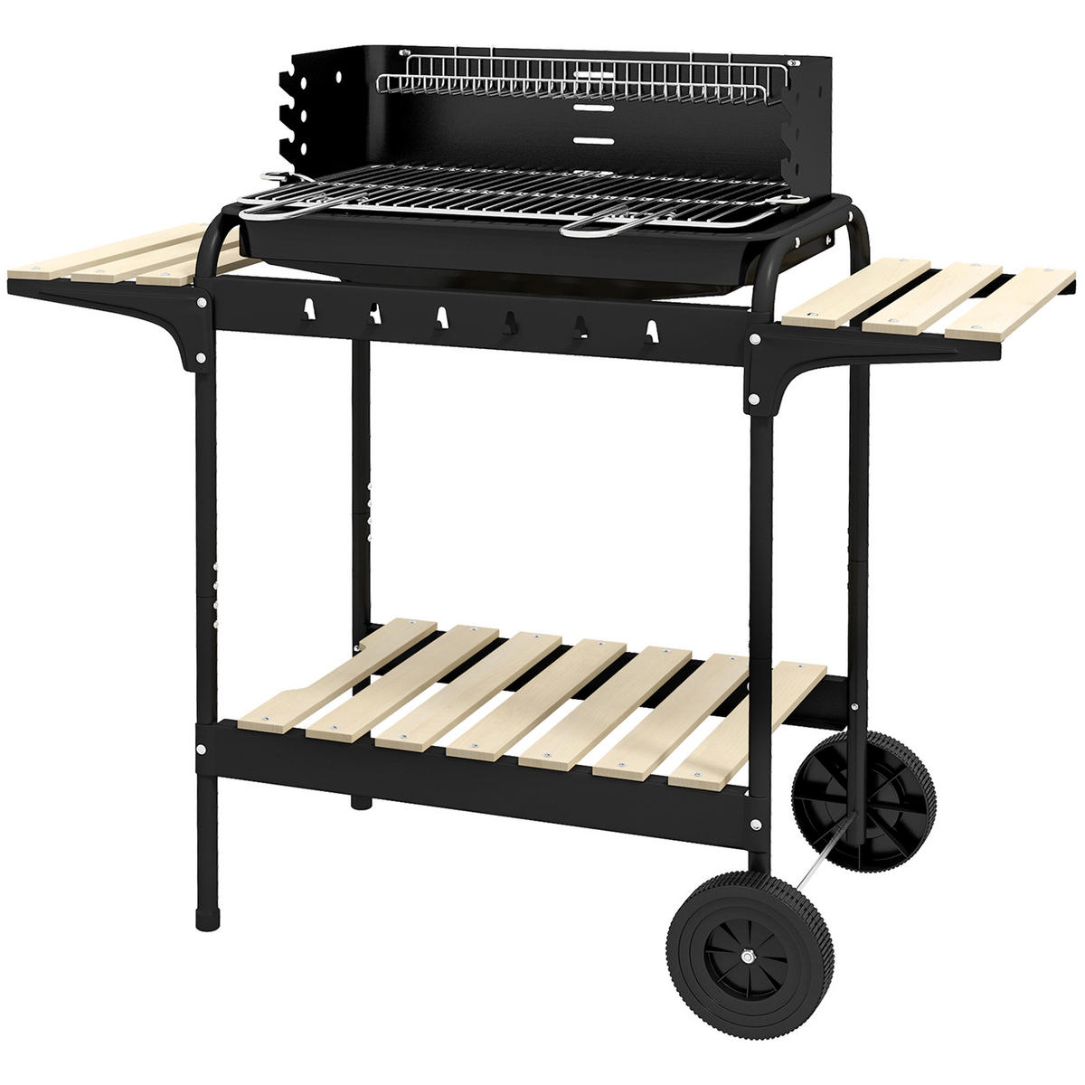 HOLZKOHLEGRILL DE-18260 Schwarz - Schwarz, Metall (47/95/103cm) - ComfortXL