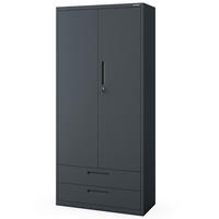 METALLSCHRANK mit Doppel-Schublade MEGAN 195x90x40cm Anthrazit - Anthrazit, Metall (90/195/40cm) - Jan Nowak