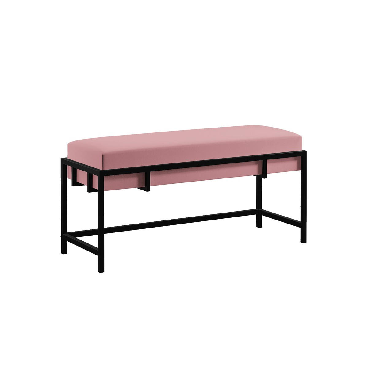 POLSTERBANK LAMO 80 cm Rosa Velours, Schwarzes Metallgestell - Pink/Schwarz, Textil/Metall (80/45/35cm) - Bettso