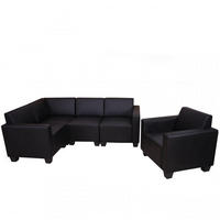 COUCH-GARNITUR Schwarz - Schwarz, Textil (214/76/142cm) - MCW
