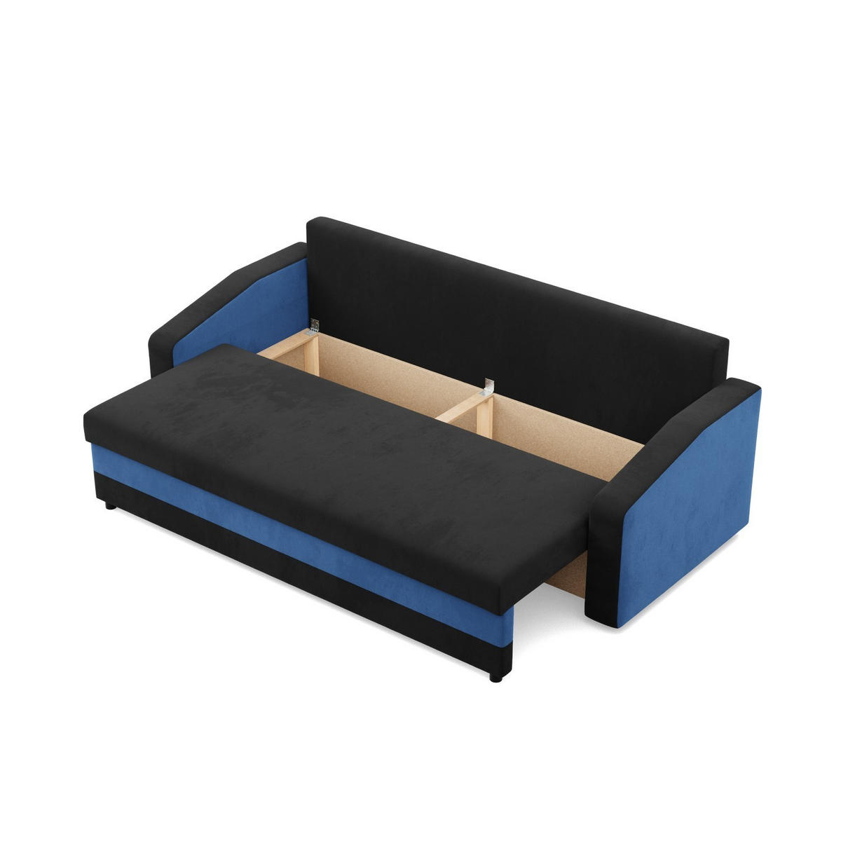 SOFA 3-SITZER MIT SCHLAFFUNKTION ORION, Schwarz + Dunkelblau - Schwarz/Dunkelblau, Textil (220/85/92cm)