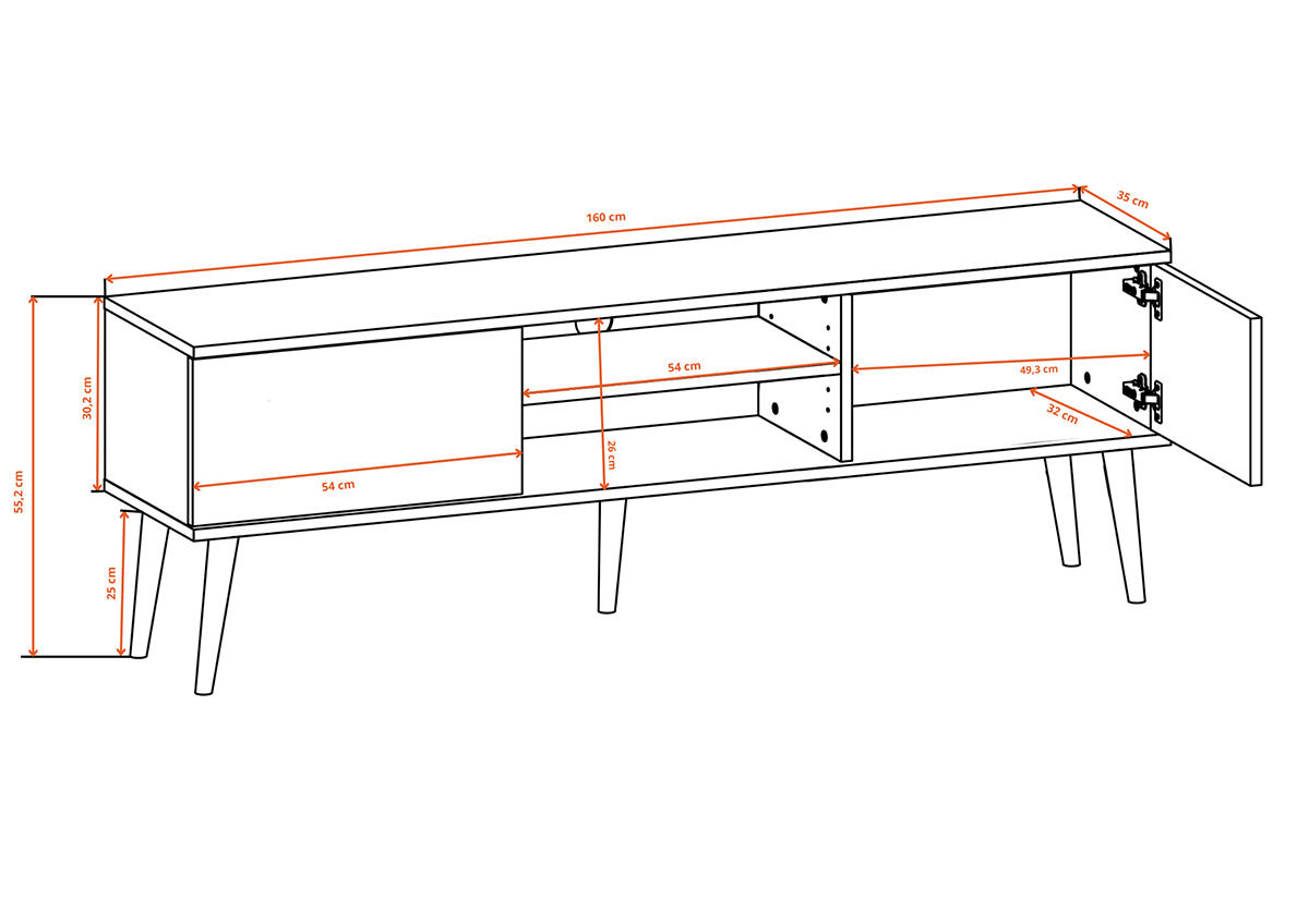 TV-MÖBEL Toronto Grau - Grau, Holzwerkstoff (160/55/35cm) - Petits-meubles