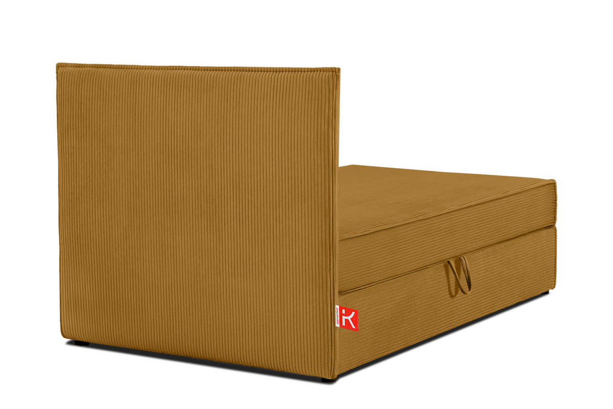 BOXSPRINGBETT ROTI Einzelbett, gelb - Gelb/Schwarz, Holz/Holzwerkstoff (80/200cm) - KONSIMO®