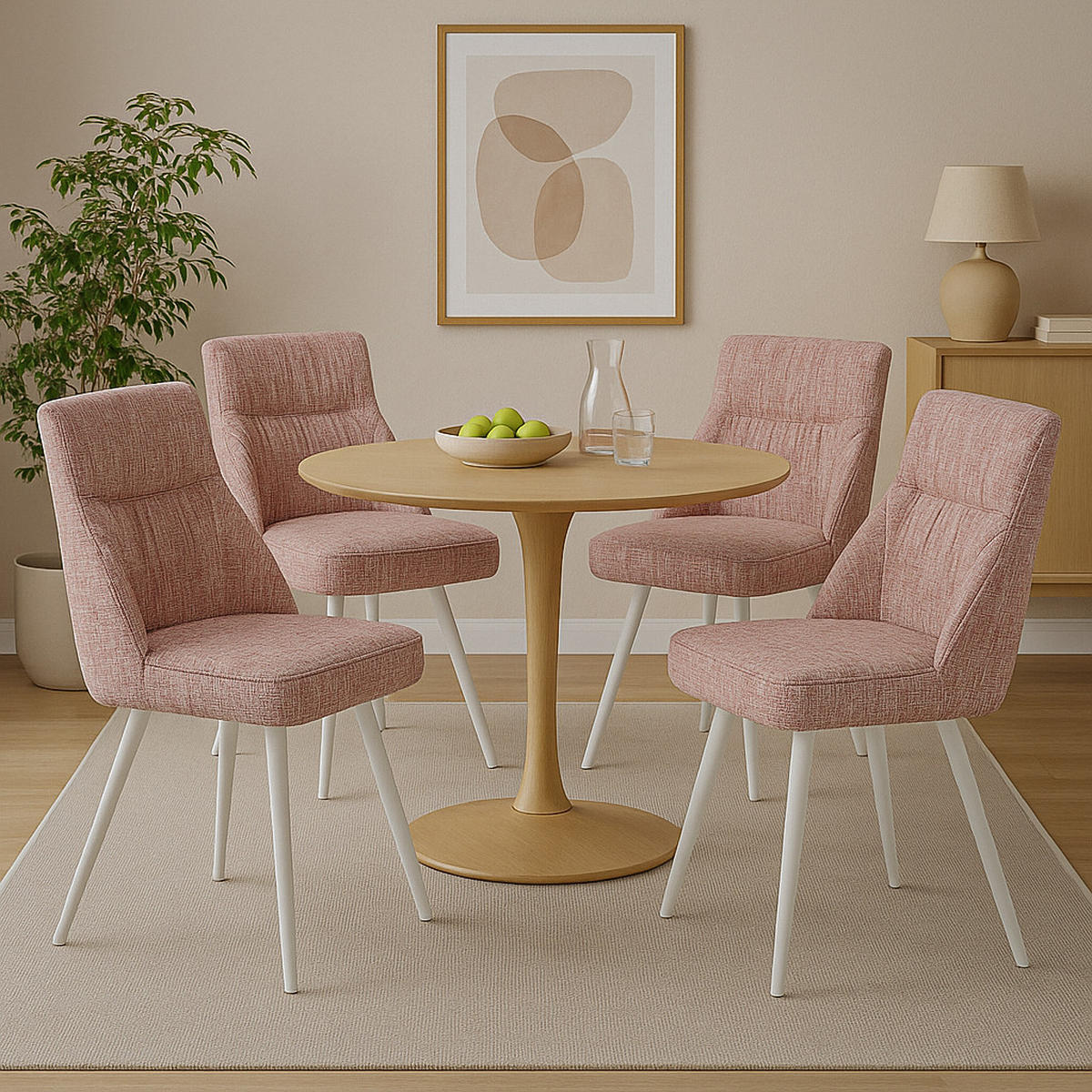 ESSZIMMERSTUHL MELINA 2er-Set - Hellrosa/Weiß, Textil/Metall (49/83/62cm) - DUBI Möbel