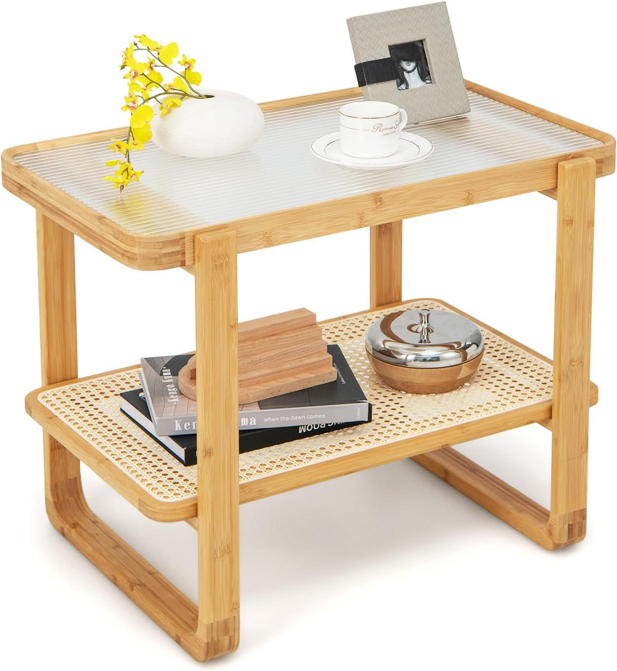 BEISTELLTISCH 55cm Holz - Braun, Holz (71/45/55cm) - COSTWAY