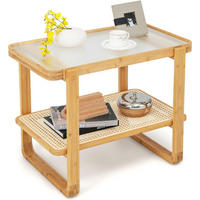 BEISTELLTISCH 55cm Holz - Braun, Holz (71/45/55cm) - COSTWAY