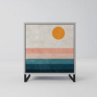 SIDEBOARD TWO HALVES, Grau, 57,5x42x67,5 cm, Schwarze Metall-Rahmenfüße - Multicolor/Schwarz, Holzwerkstoff/Metall (57.5/67.5/42cm) - SpaceRebels
