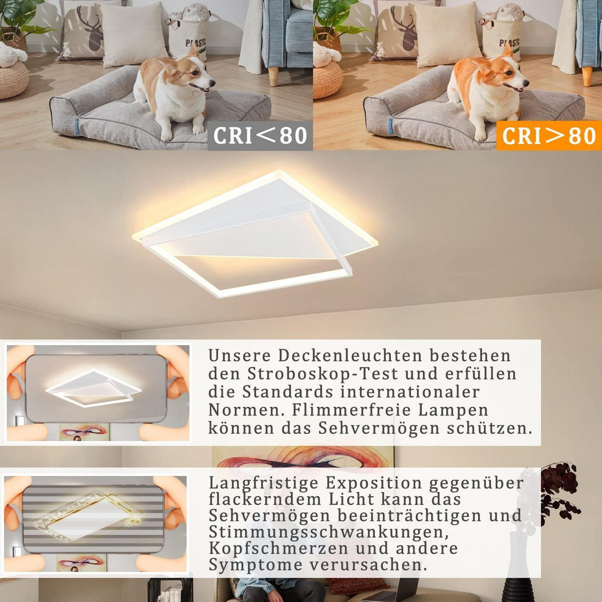 LED-DECKENLEUCHTE Eisenschlag 48.0/6.0/48.0 cm - Weiß, Metall (48/48/6cm) - ZMH