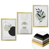 WANDBILDER 3er Set - 40x60 cm Goldrahmen - Abstrakte Pflanzenformen - Goldfarben, Kunststoff (40/60cm) - ArtPrintCave