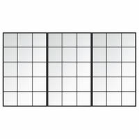 WANDSPIEGEL 3 Stk. Schwarz 100x60 cm Metall - Schwarz, Metall (100/180/180cm) - furnicato