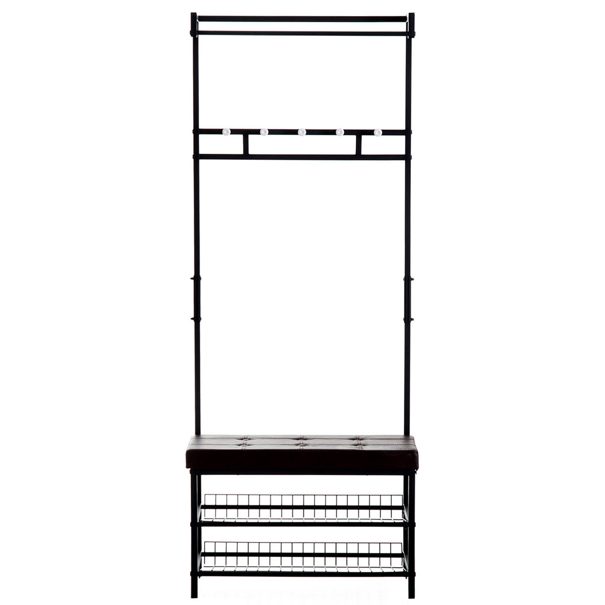 GARDEROBENSTÄNDER - Schwarz/Braun, Kunststoff/Metall (72.5/180/35cm) - HOMCOM