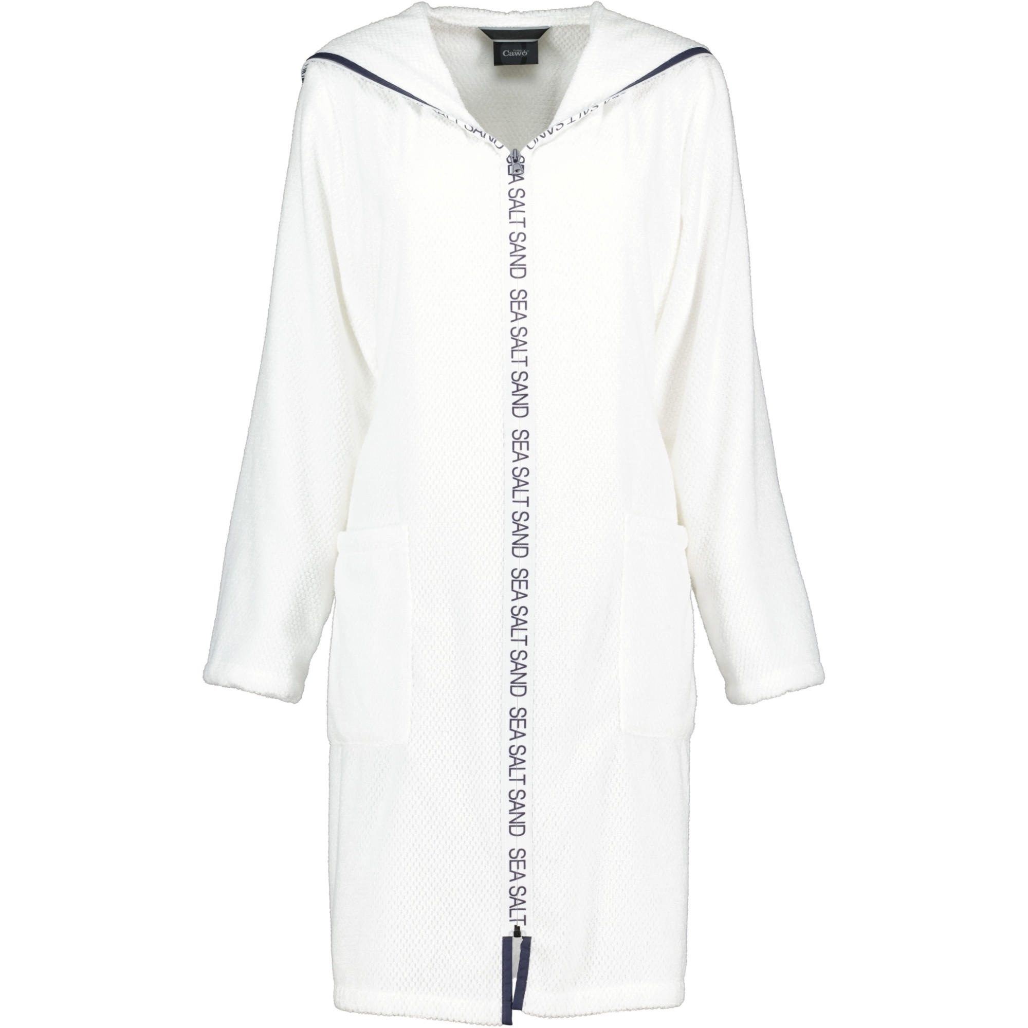 BADEMANTEL DAMEN REISSVERSCHLUSS MIT KAPUZE SEA SALT SAND 3101 WEISS - 600 - Weiß, Textil (Lnull) - Cawoe