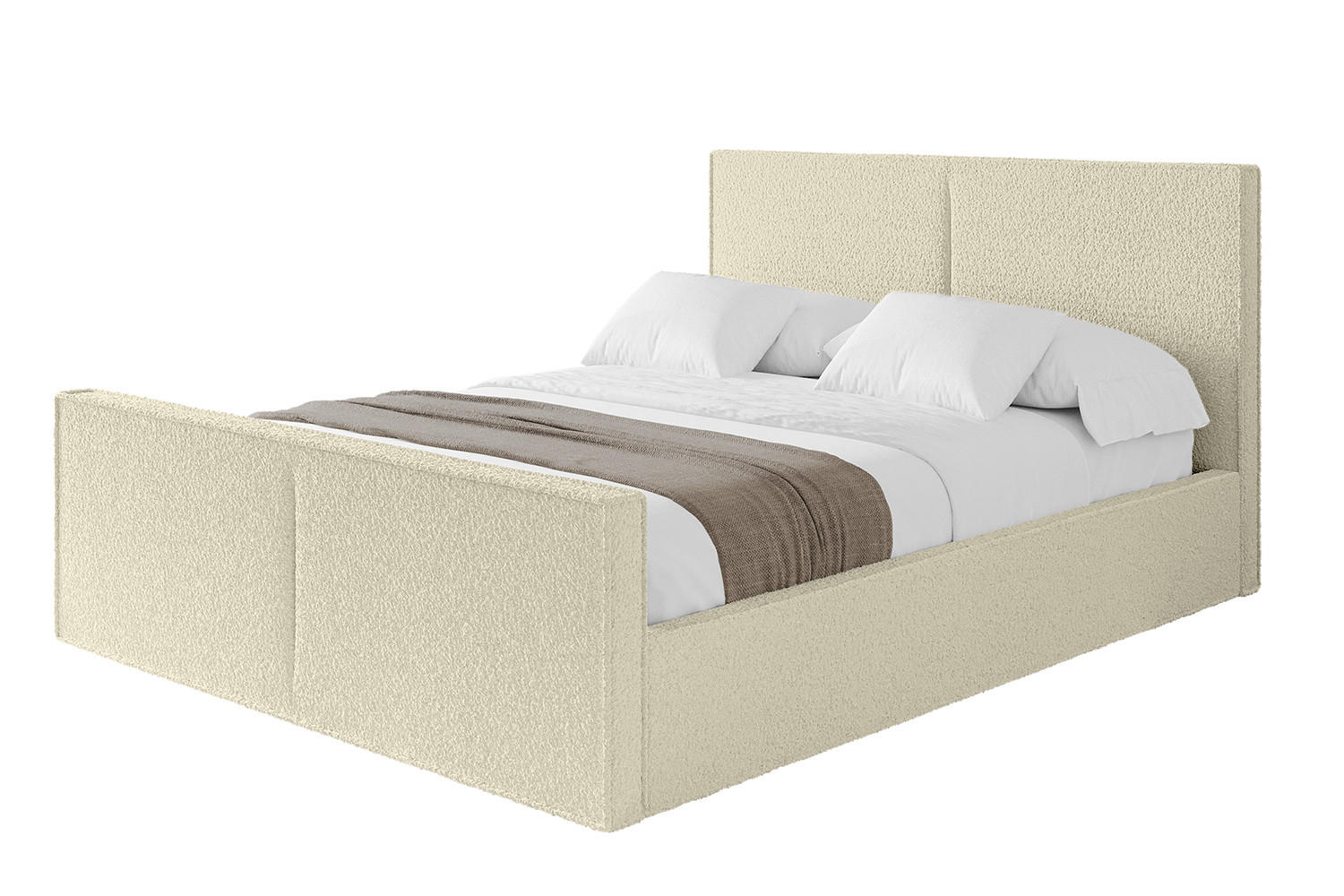POLSTERBETT mit Bettkasten, Fußteil und Lattenrost, Boxbett ohne Matratze - EMMI-Z 200x200 Beige - Taupe, Holzwerkstoff/Textil (200/200cm) - ALTDECOR