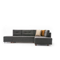 ECKSOFA mit rollbarer Schlaffunktion - Anthrazit/Walnussfarben, Holzwerkstoff/Kunststoff (206/280cm) - myHomelando