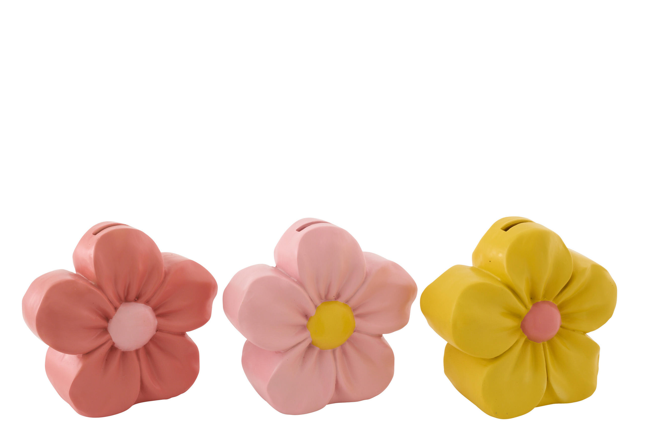 SPARSCHWEIN BLUME (3ER SET) - Multicolor, Glas/Naturmaterialien (7.5/16/16.5cm) - J-Line