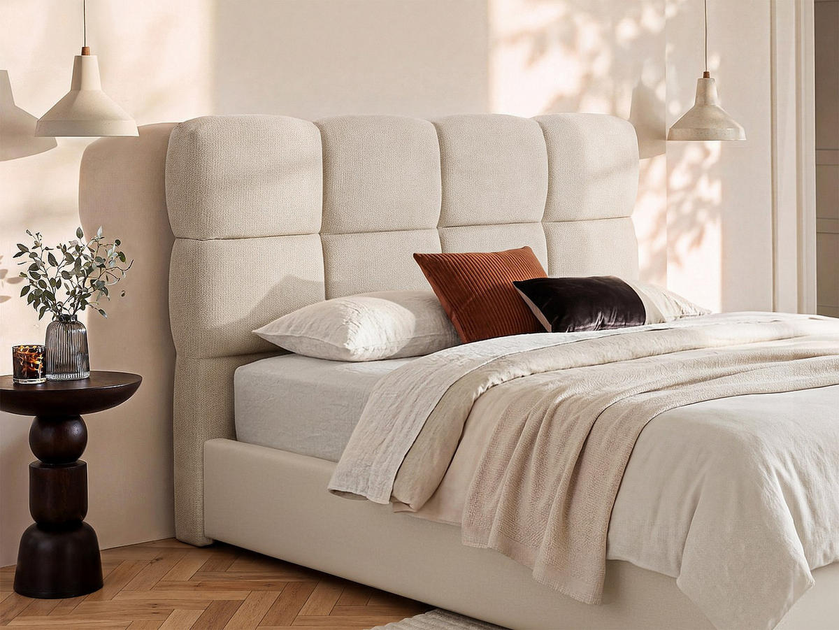 BETTKOPFTEIL - 2 Personen - Stoff - Beige - - Beige, Textil (150/94/18cm) - Vente-Unique
