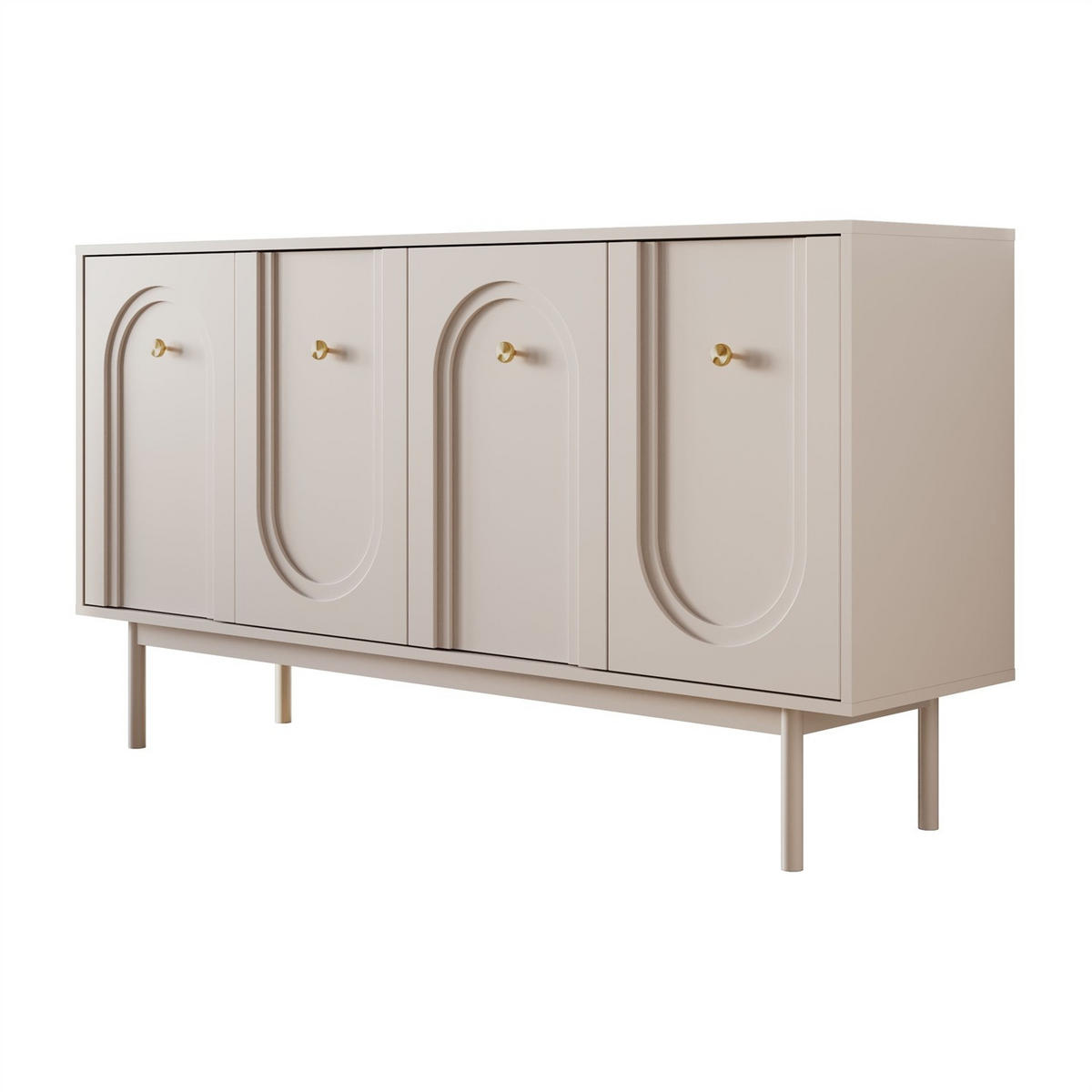 Kommode LIBERTY 4D auf Holzbeinen kaschmirfarben - Kaschmir, Holzwerkstoff (154/82/39cm) - Lookway