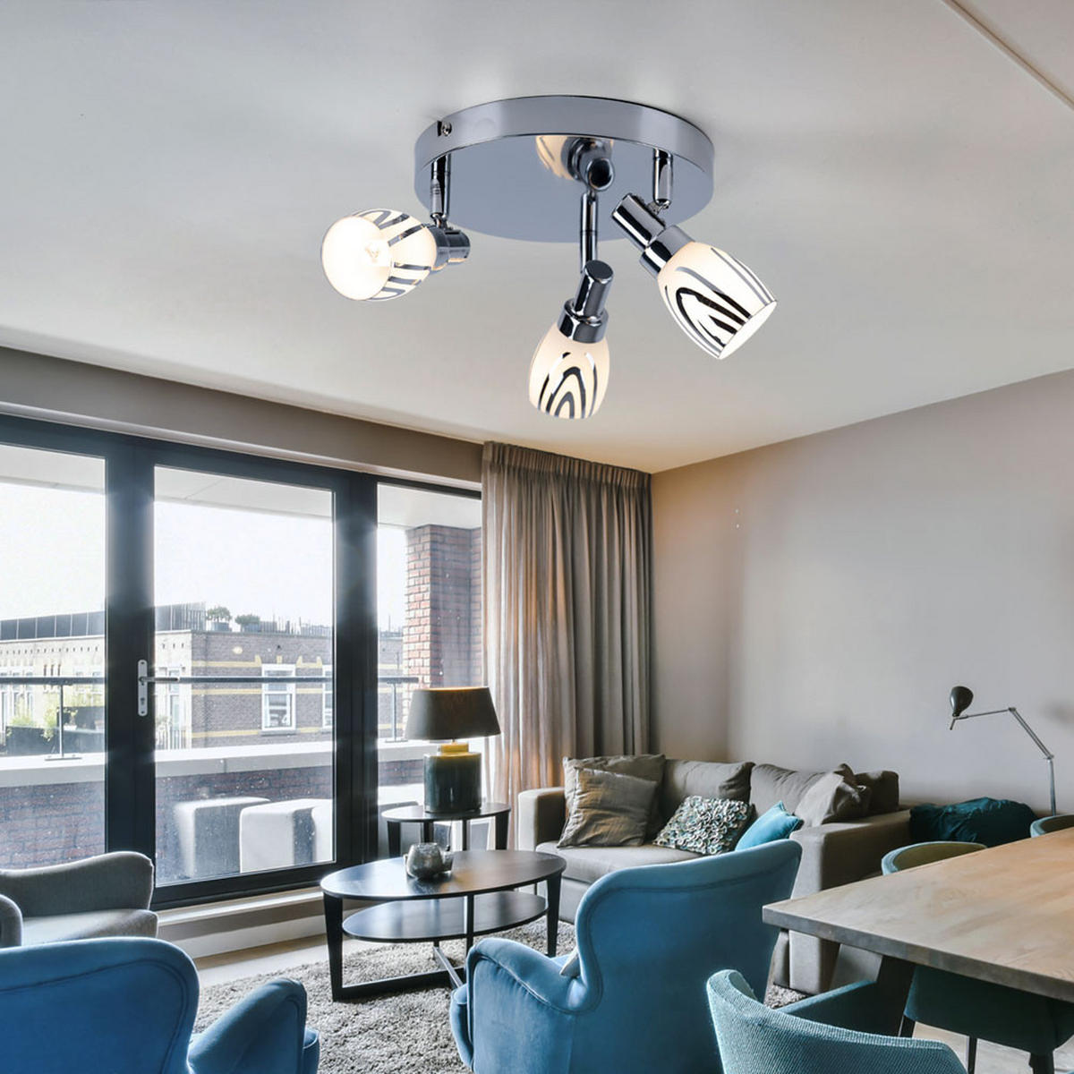 LED DECKENLEUCHTE COCI Silber Chrom - Silberfarben, Metall (20/20/14cm) - Globo Lighting