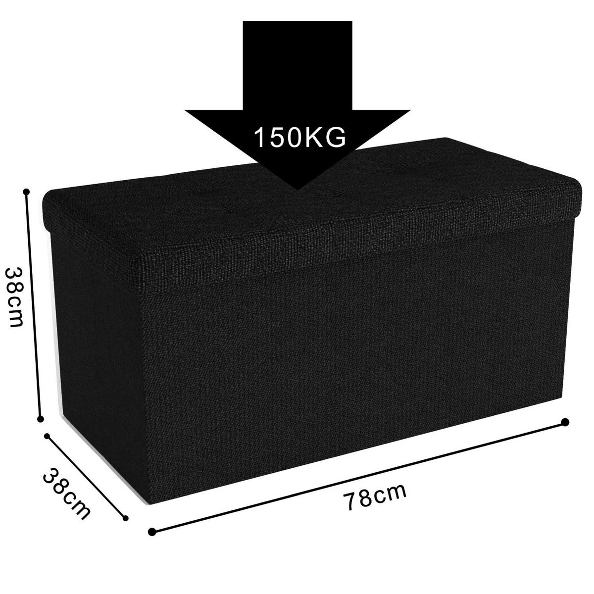 SITZTRUHE Faltbar 76/38/38 cm (Schwarz) - Schwarz, Textil (38/38/76cm) - Intirilife