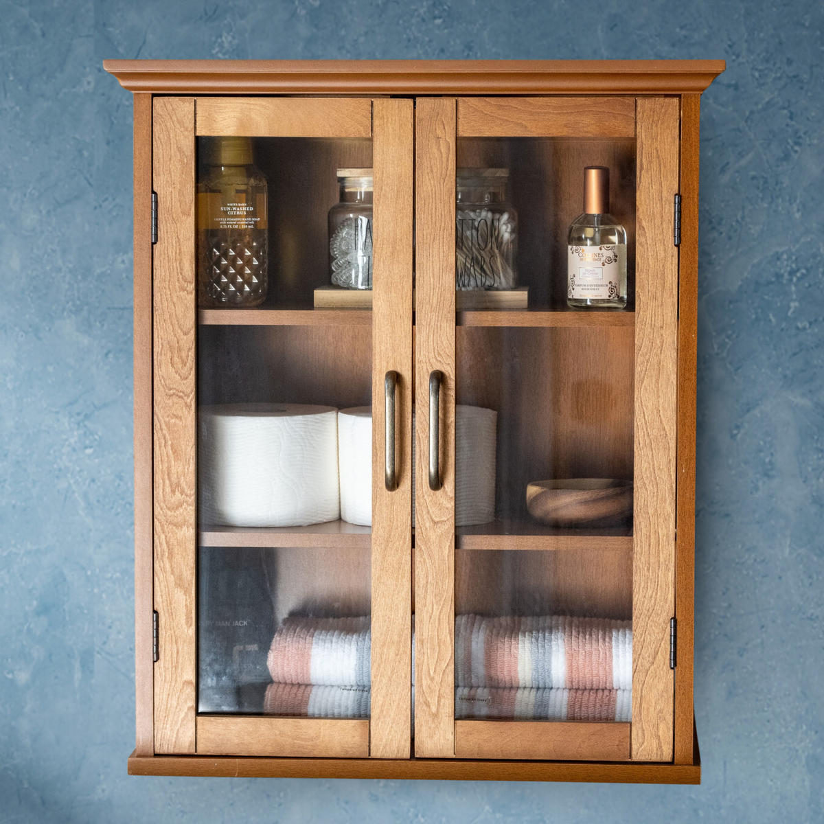 WANDBADSCHRANK mit Glastüren, 61cm, Braun - Braun, Holzwerkstoff (22/61/52cm) - Teamson Home