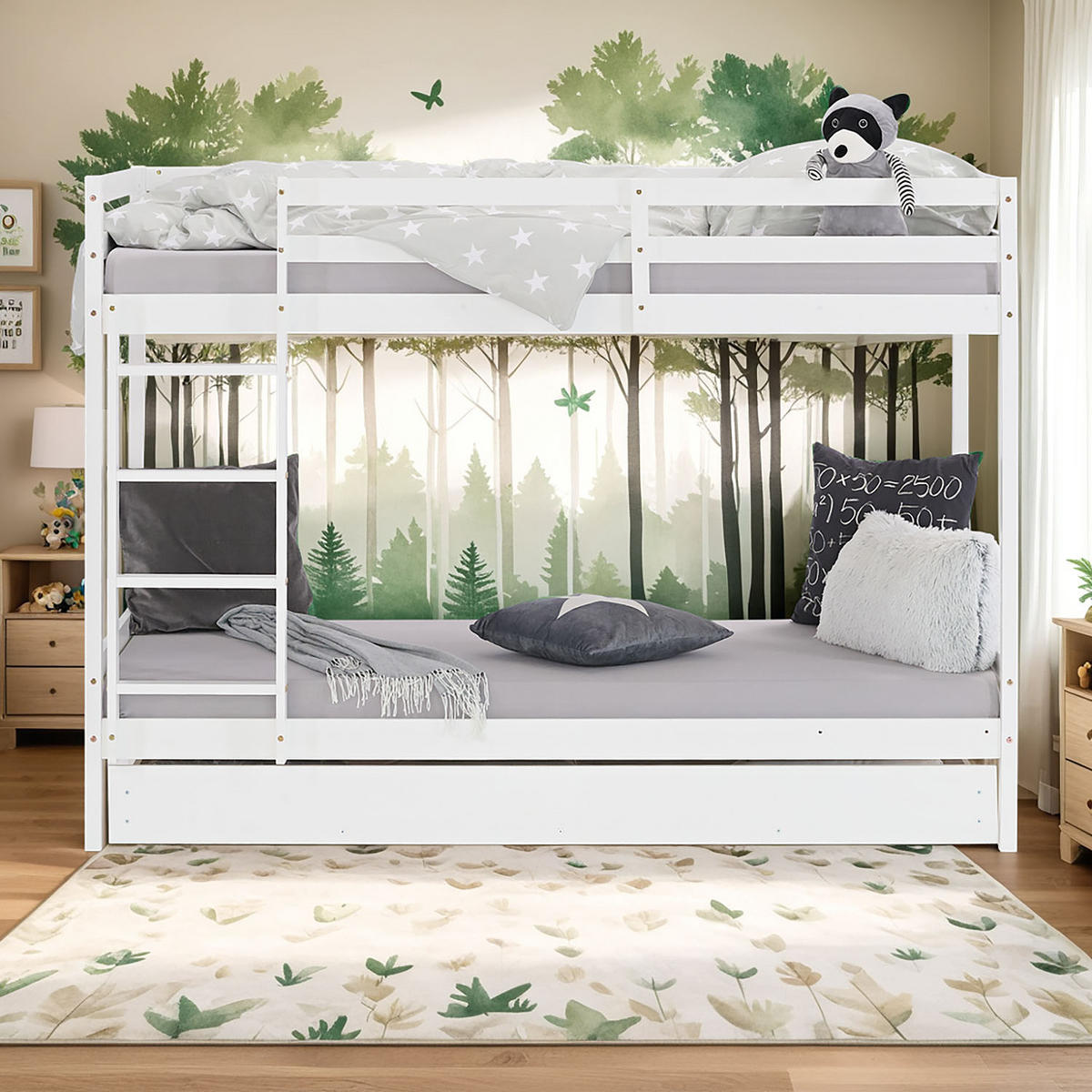 ETAGENBETT Hochbett mit Stauraum 90/200 cm Weiß - Weiß, Holz - Homestyle4u