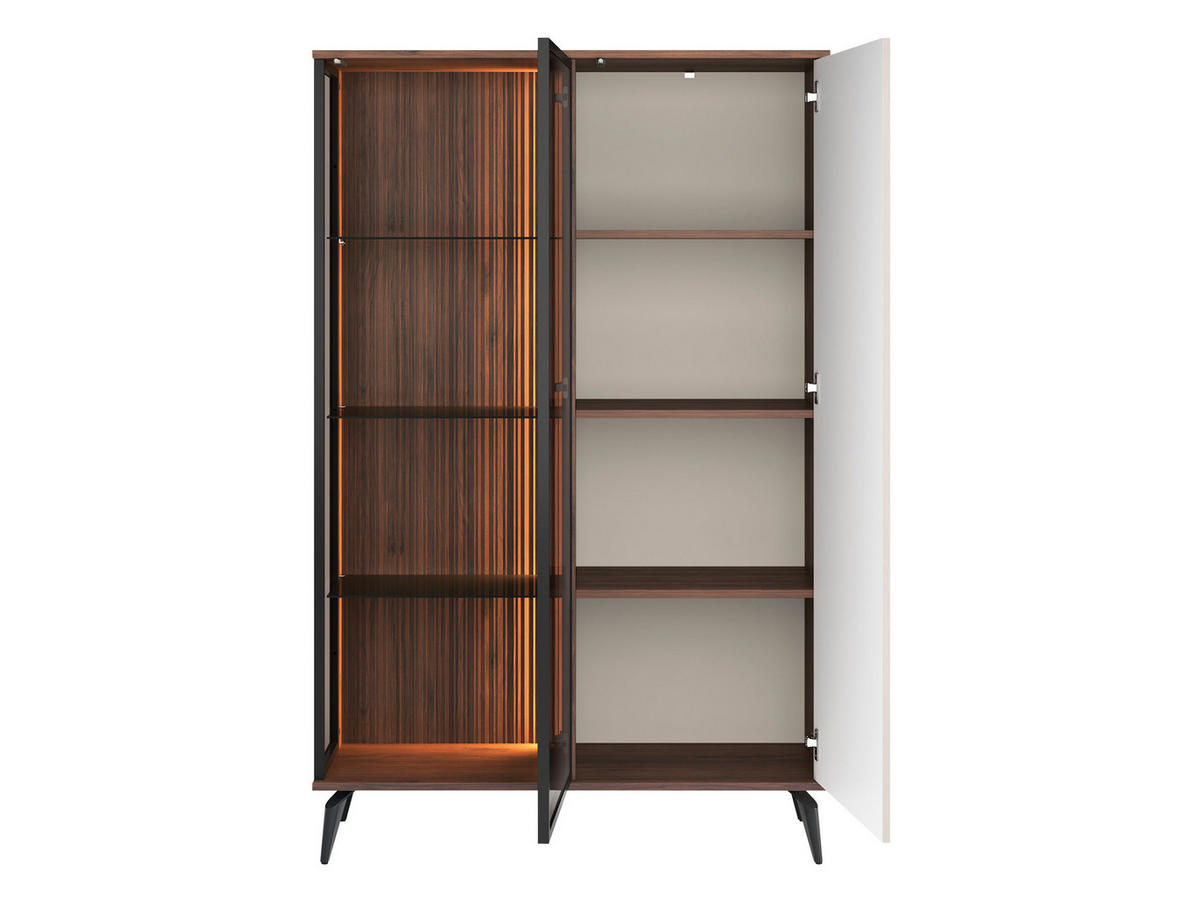 VITRINE Vici WIT103 - Kaschmir/Schwarz, Holzwerkstoff/Metall (130/162/39cm) - MIRJAN24