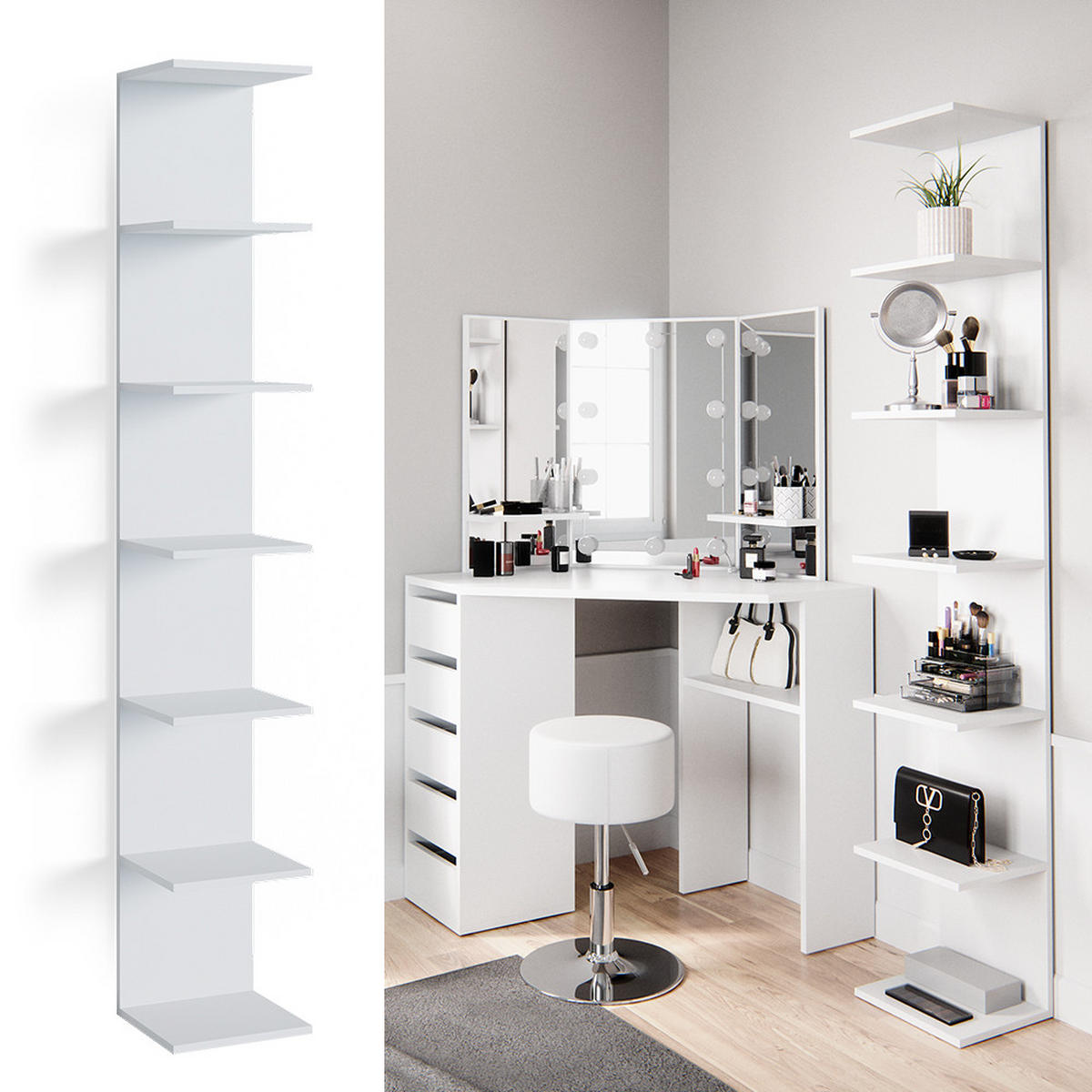 WANDREGAL Paolo Weiß 30 x 190 cm - Weiß, Holzwerkstoff (30/190/28cm) - Vicco