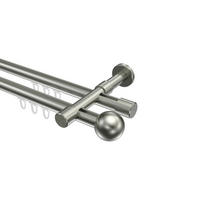 INNENLAUF-GARDINENSTANGEN-SET Prestige Luino 240 cm (geteilt in 2 x 120 cm), 2-läufig, 20 mm Ø Edelstahl-Optik - Edelstahlfarben, Metall (240cm) - INTERDECO