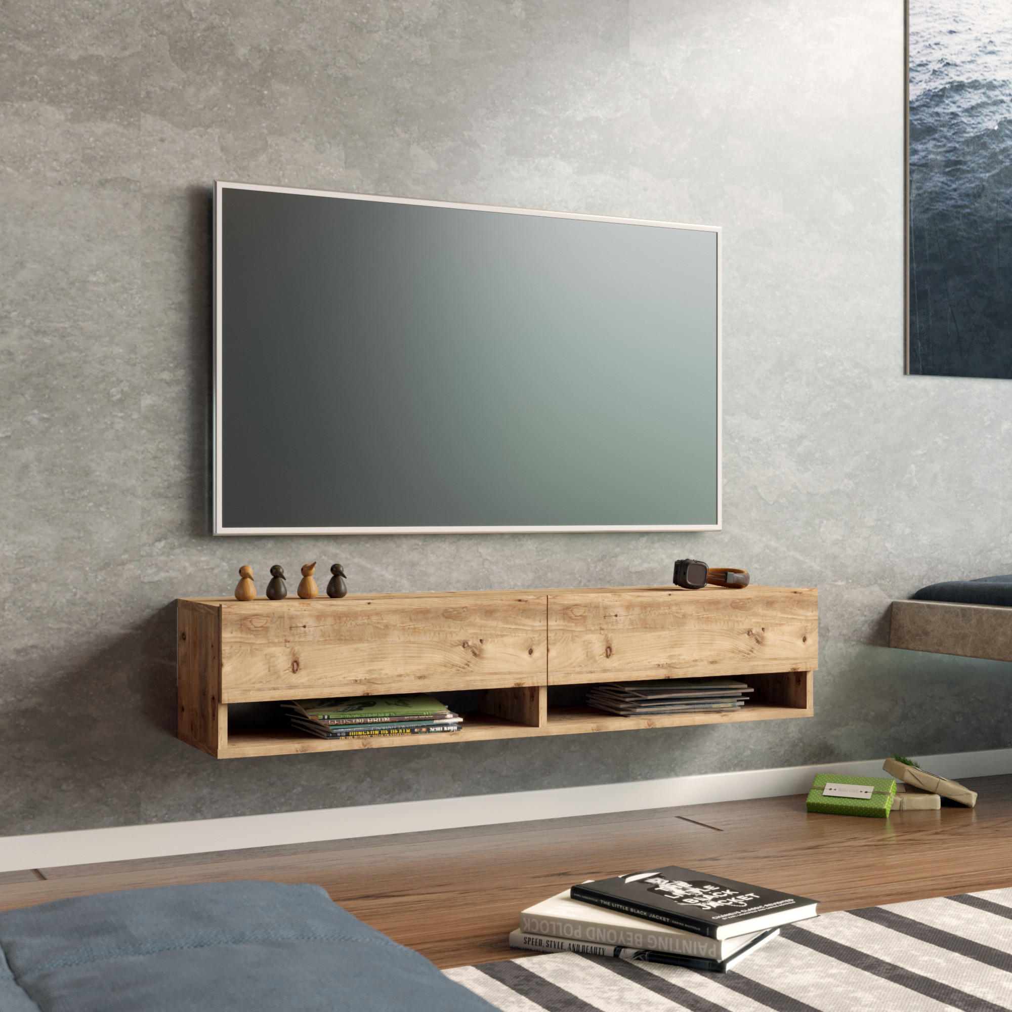 TV-ELEMENT Laitila - Naturfarben, Holzwerkstoff (140/29.5/31.5cm) - [en.casa]