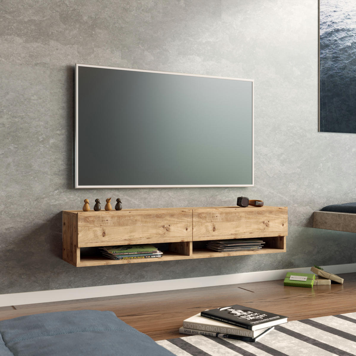 TV-ELEMENT Laitila - Naturfarben, Holzwerkstoff (140/29.5/31.5cm) - [en.casa]